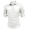 Autumn 2026 Men's Shiny Solid Color Party Shirt - European & American Fashion Bestseller