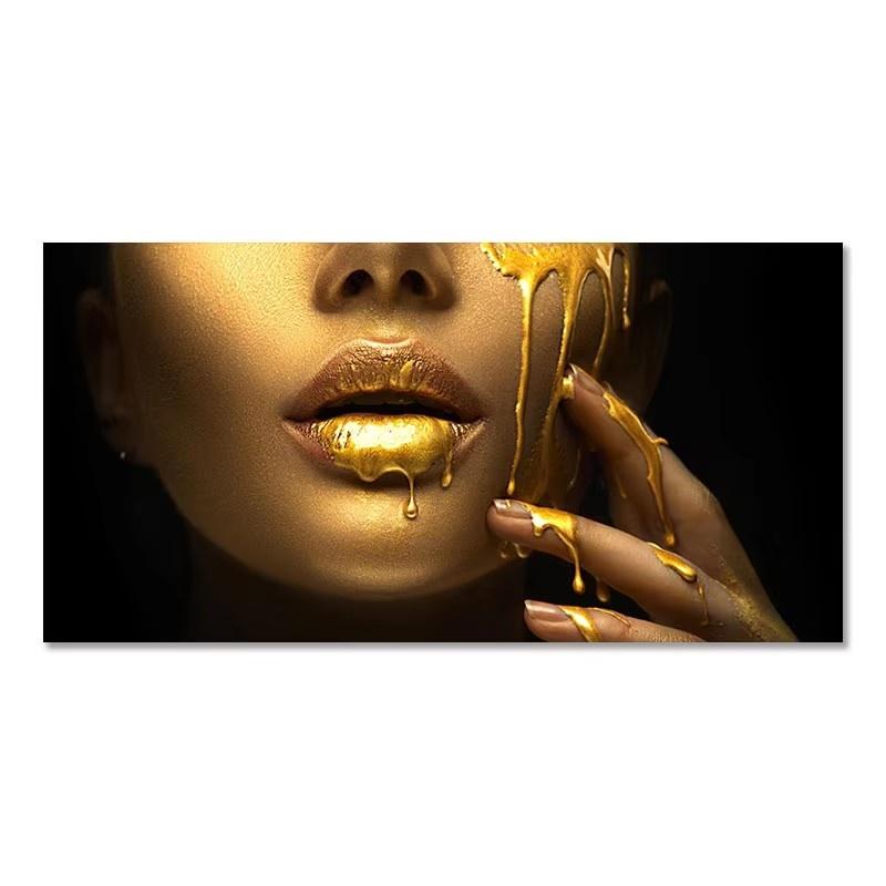 Golden Female Art Canvas Painting Art For Living Room Modern Frameless Canvas Poster for Bedroom and Living Room Decoration
