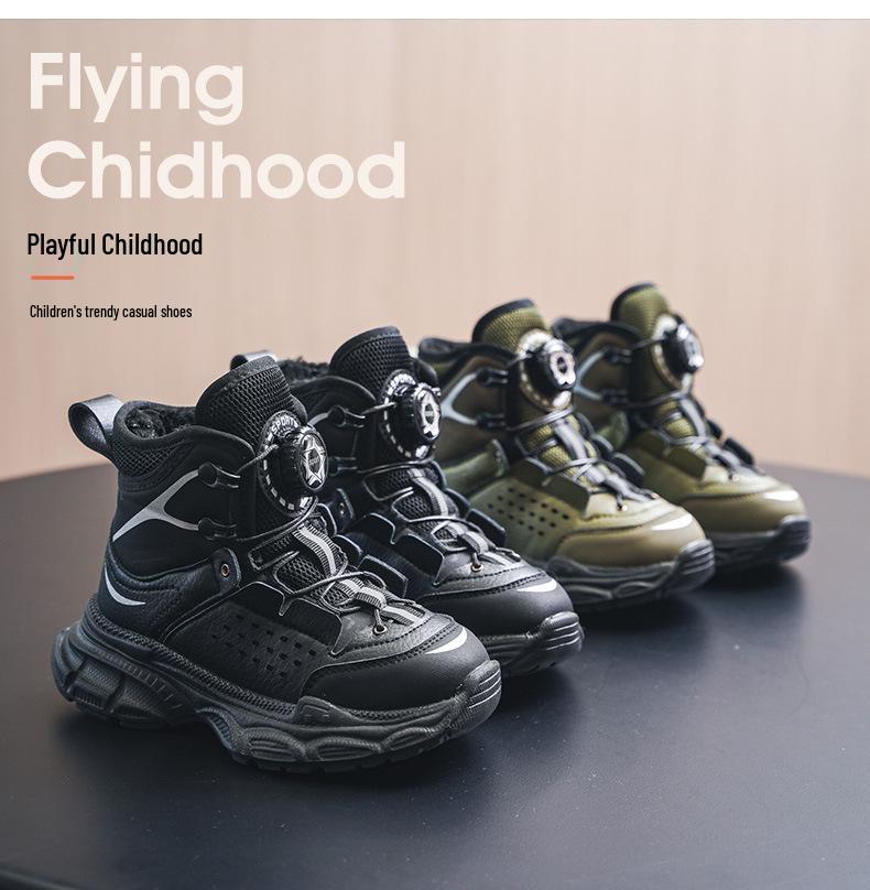 2025 Winter Kids' Fleece-Lined Korean Style Versatile Cotton Shoes - Boys' & Girls' Casual Sports Footwear