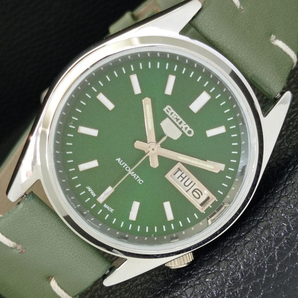 VINTAGE SEIKO 5 AUTOMATIC REFURBISHED JAPAN MENS GREEN DIAL WATCH a440541-9 Sk-a440541-1