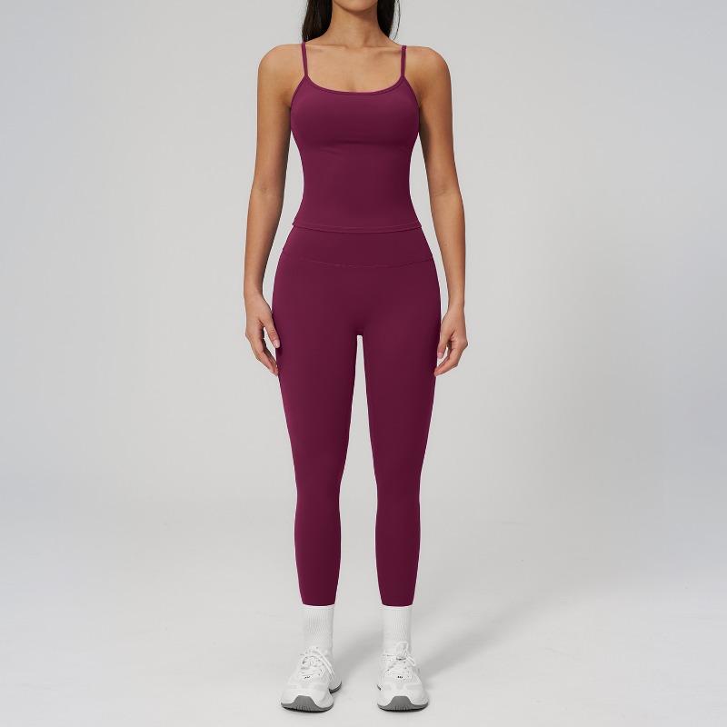 Sling vest breathable quick drying slim fit high elastic hip lift fitness trousers yoga suit women