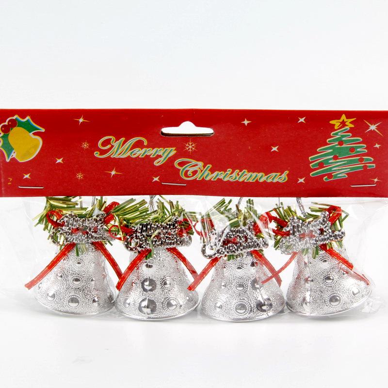 4.5cm Plastic Electroplated Christmas Tree Bell Pendant Decoration