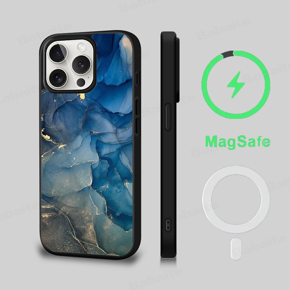 Marble Art Phone Case Magnetic Case For IPhone 16 14 13 12 11 15 Pro Max Plus For Magsafe Wireless Charge Cover