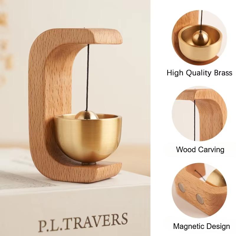 Wooden Magnetic Windbell Home Hanging Door Ornament Crafts Beige Brown Door Bell Wall Bohemian Decor Outdoor Ornaments Decor