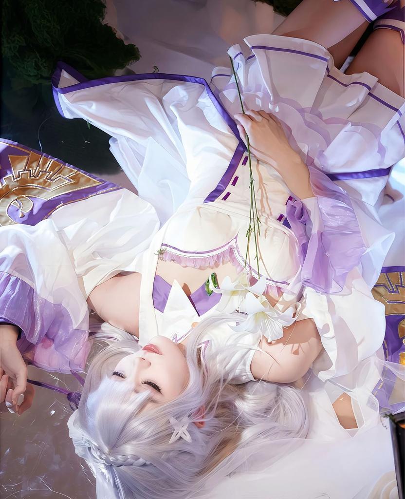 Cosplay Deluxe Edition Emilia Cosplay-kostyme Scene Skole Starting Life in Another World Casual Størrelse [Nou-satsu] ReZero Kjole, Anime, Halloween,
