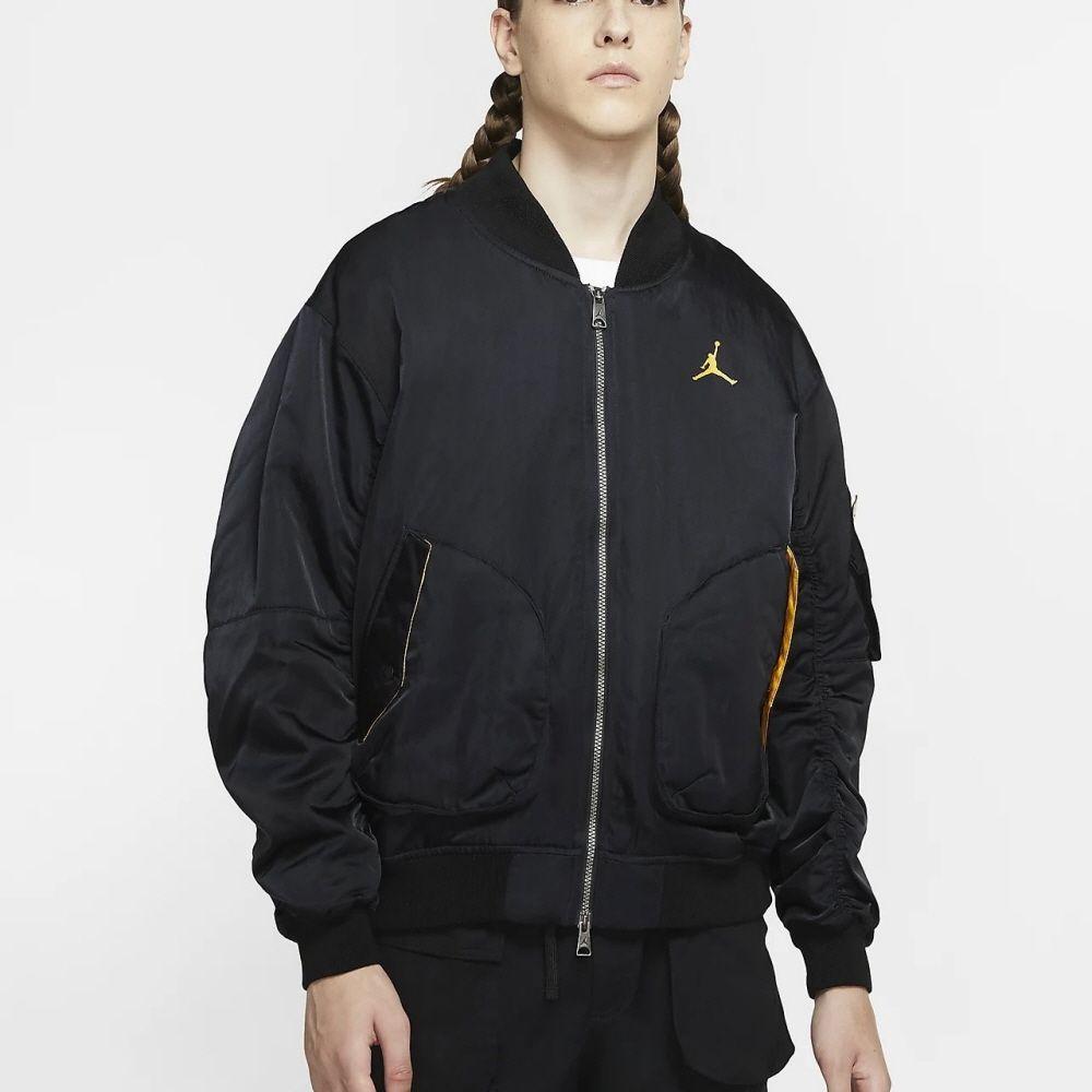 Jordan Ležérní sportovní bunda bomber na zip Podzimní pánská bunda Černá DN3406-010