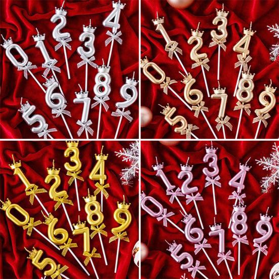 Number Cake Topper Candles 0-9 Cake Number Set Reusable Acrylic Cake Number Stand for Birthday Anniversary Milestone Celebrations