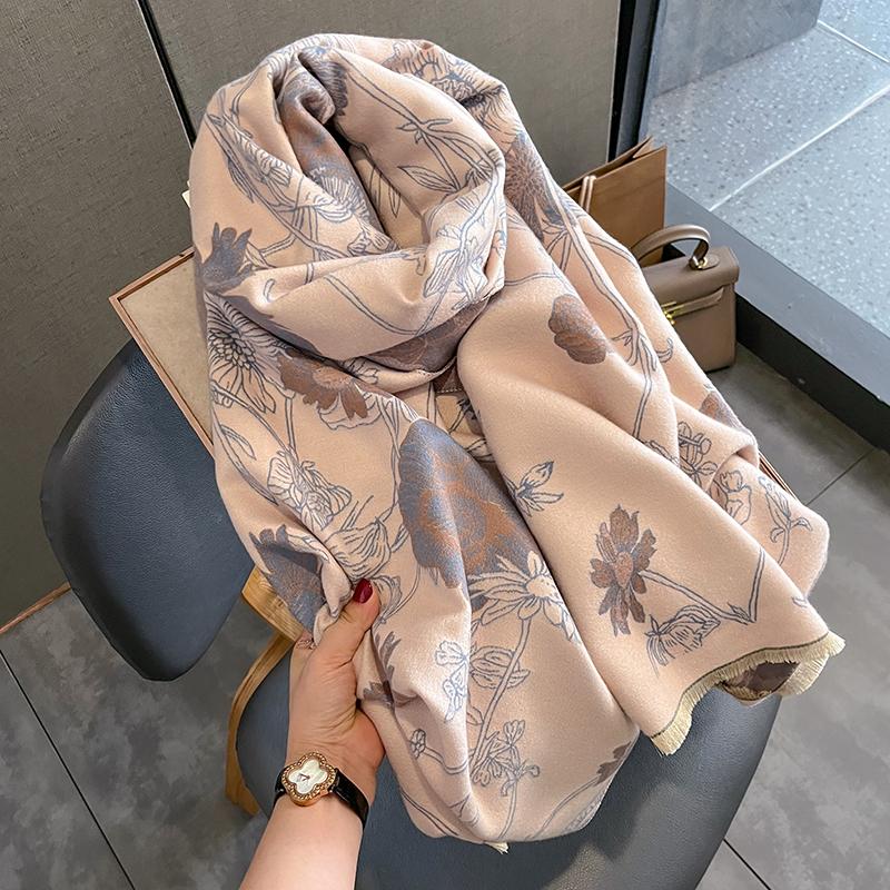Luxury Winter Scarf Women Cashmere Warm Pashmina Brand Foulard Female Shawls Wraps Thick Soft Bufanda Poncho Scarves Stole 2024