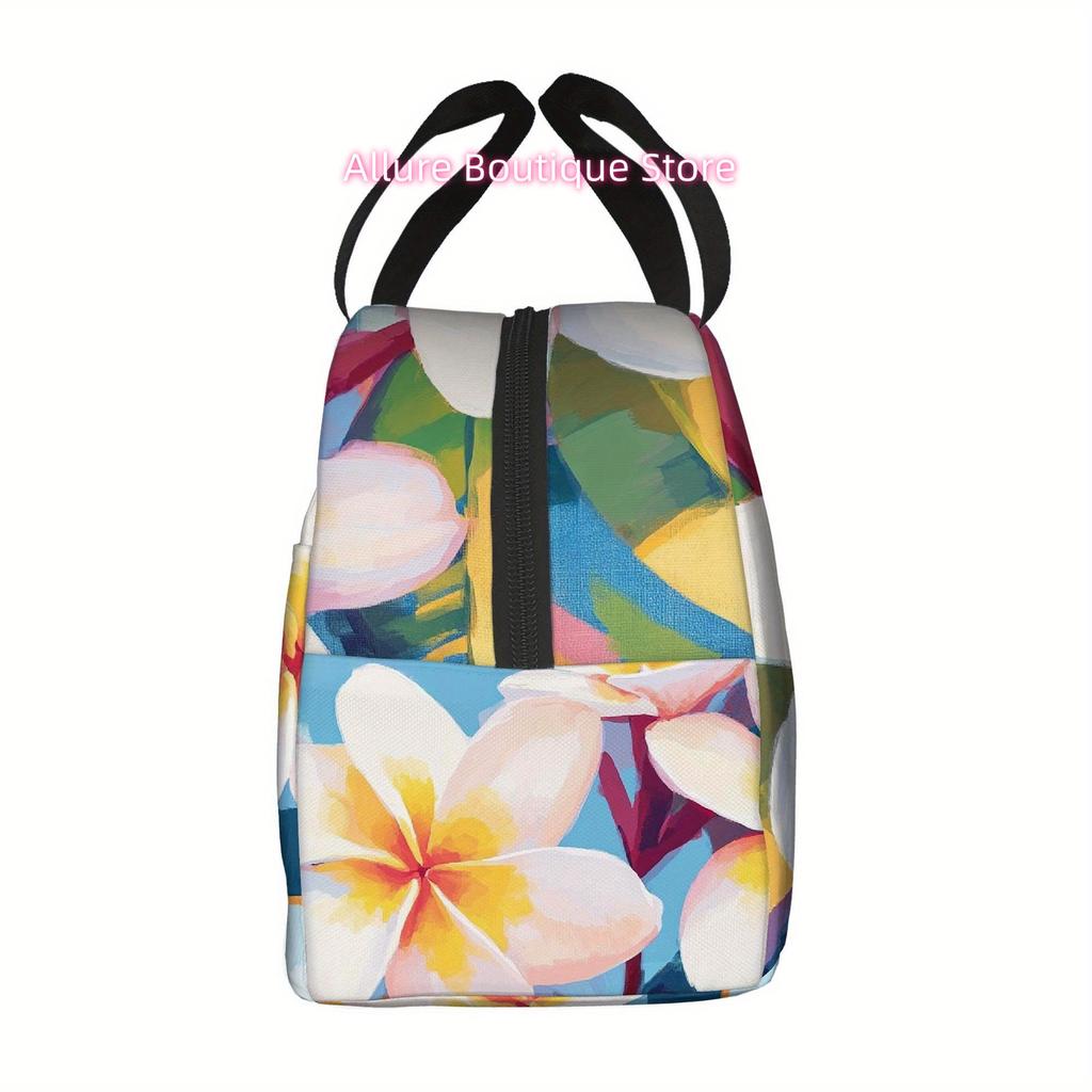 1pc a Colorful Thermal Bag Featuring Bright Tropical Flowers. This Insulated Bag Is Not Intended for Direct Food Contact And Is