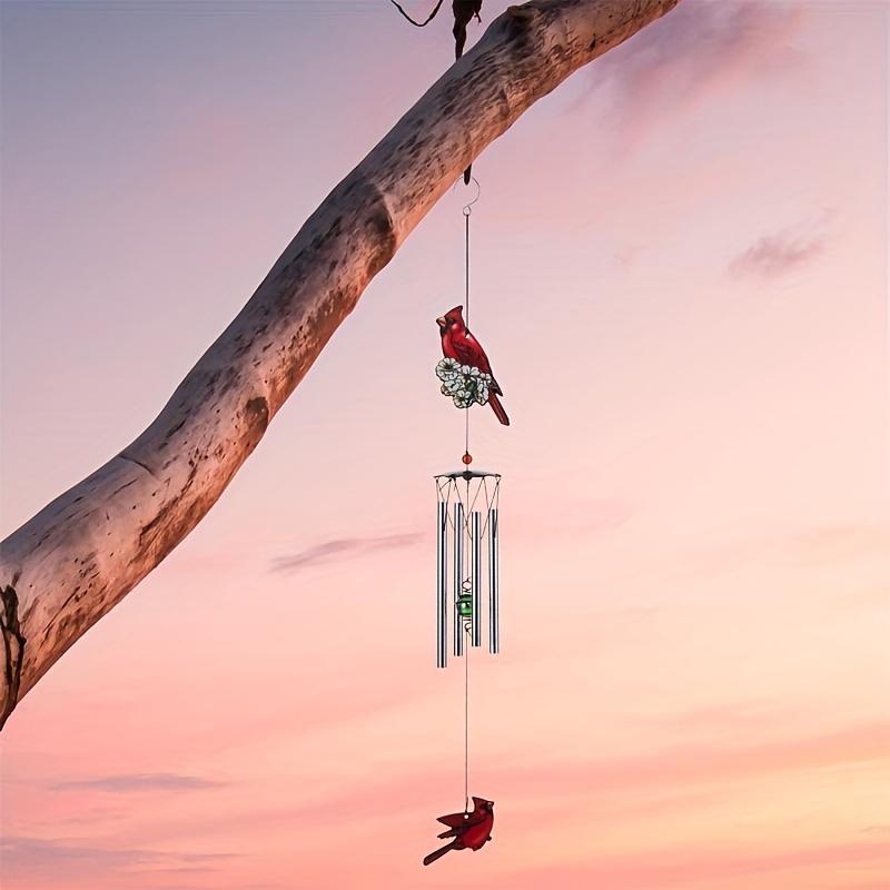 Red Bird Metal Wind Chime - Vibrant Red Creative Wind Chime Memorial Gift for Indoor/Outdoor Garden Decoration, 24 Inches