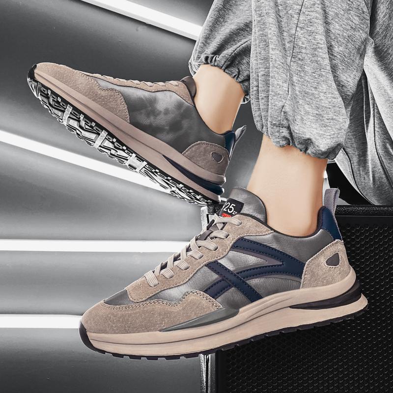 Fashion Leisure Outdoor Jogging Sports Shoes Breathable Lace-up Trendy Sneakers for Men's Summer Casual Running Thick Sole Shoes