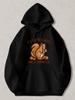 Black Pullover Hoodie with Funny Squirrel Graphic And "I Like Big Nuts And I Cannot Lie" Text Casual Long Sleeve Sweatshirt for Da