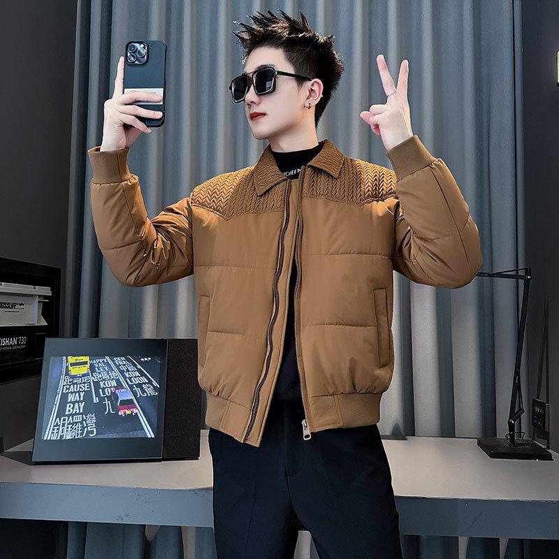 American Retro Patchwork Lapel Cotton Jacket - Thick, Warm, Versatile, and Loose for Winter. M