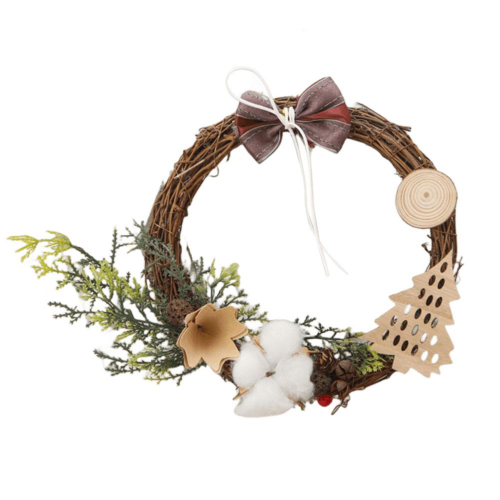 Christmas Door Decor Wreaths Realistic Hanging Wreath Garland Decoration Versatile Bow/Berry/Santa/Reindeer for Home Party Decor
