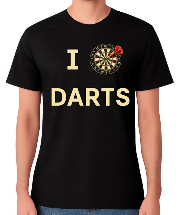 I Love Darts T-Shirt Heart Dartboard Sports Fan Unisex Tee XXXL