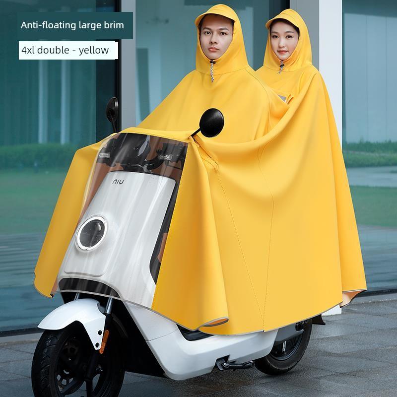 Raincoat for Electric Vehicles, Enlarged and Thickened, for Single or Double Riders, Unisex, Long Version, Full-Body Storm-Proof Poncho
