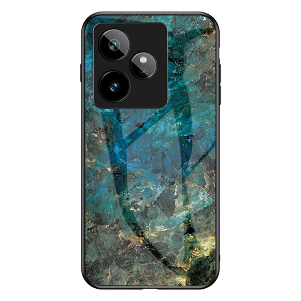 Pro Realme GT 7 5G Pouzdro Mramorový Vzor Tvrzené Sklo+PC+TPU Ochranný Kryt na Telefon