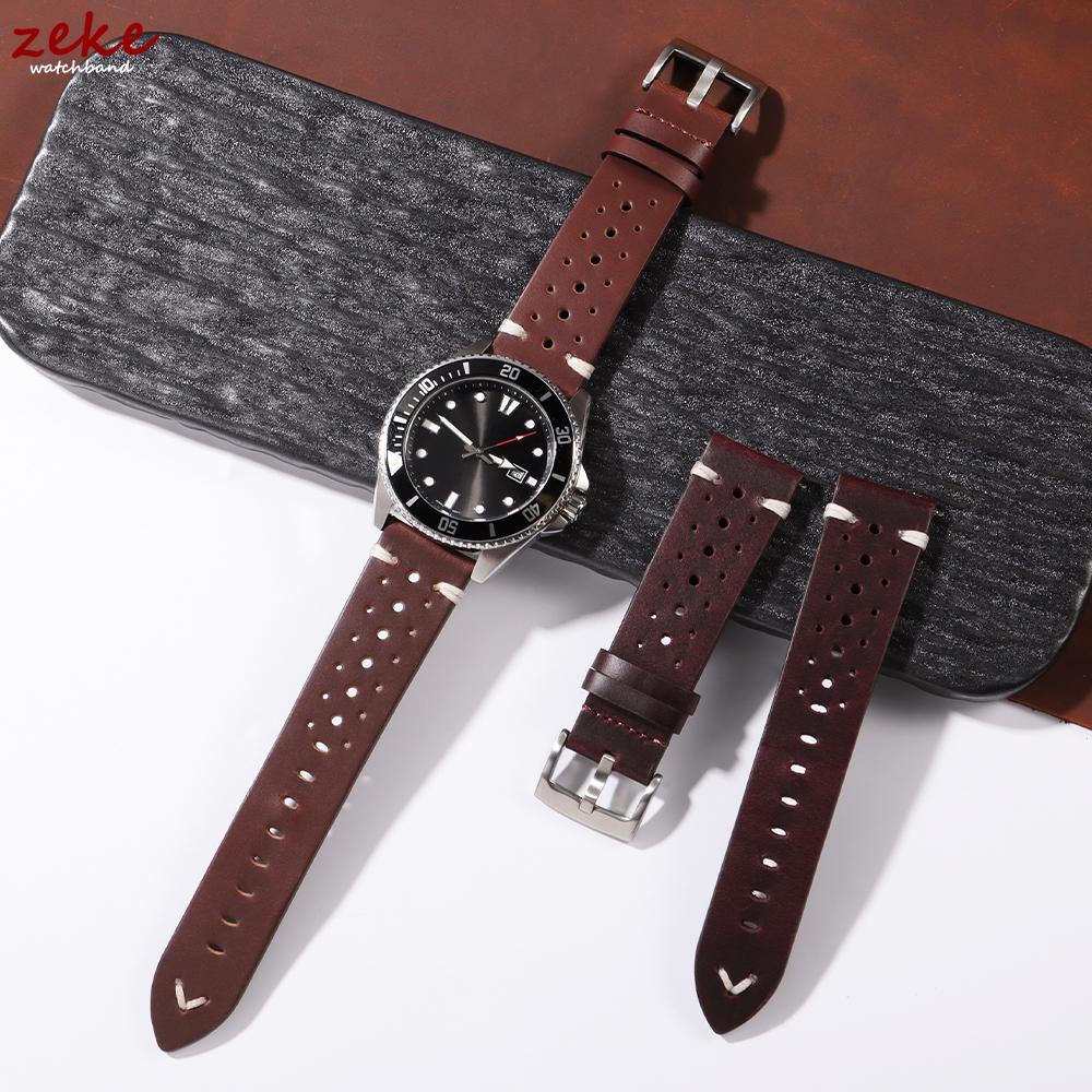 Breathable Cowhide Watch Strap for Omega for Seiko Watch Band 20mm 22mm Oil Wax Leather Wristband Men Women Bracelet Accessories