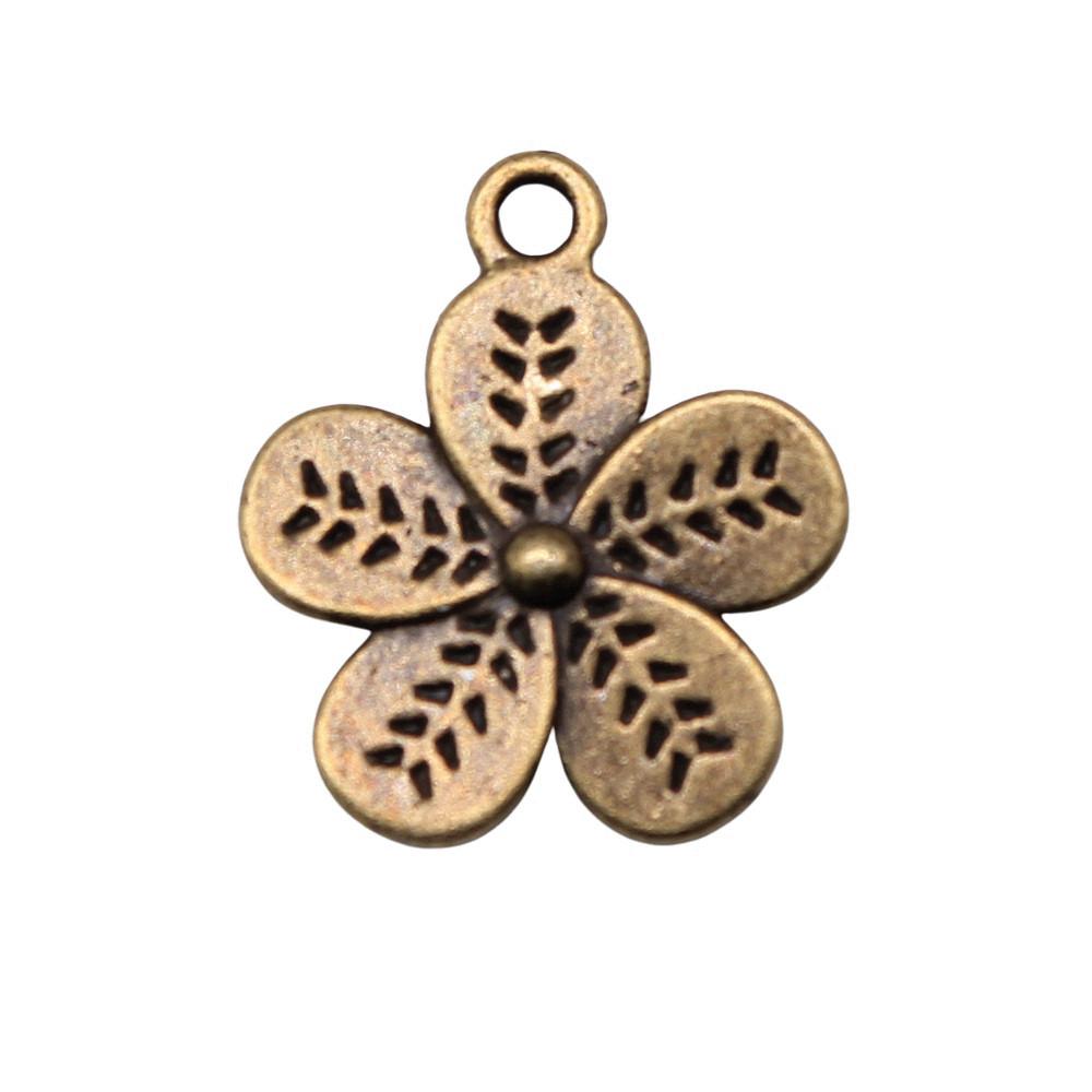 Simple Flower Charms Antique Alloy Pendants For Minimalist Floral Jewelry