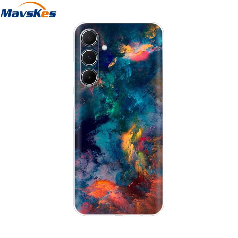 For Samsung Galaxy M35 5G Case Cute Cat Flower Painted Phone Cases For Samsung M35 Case M 35 SM-M356B Silicone Clear TPU Fundas