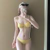 Bikini swimsuit female sexy pure desire yellow small breasts gather white hot spring vacation summer babes
