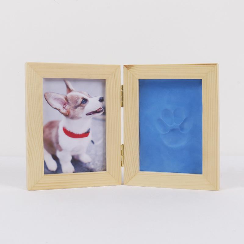2024 Pet Paw Print Photo Frame with Dog Paw Print Ink Pad Wooden Frame