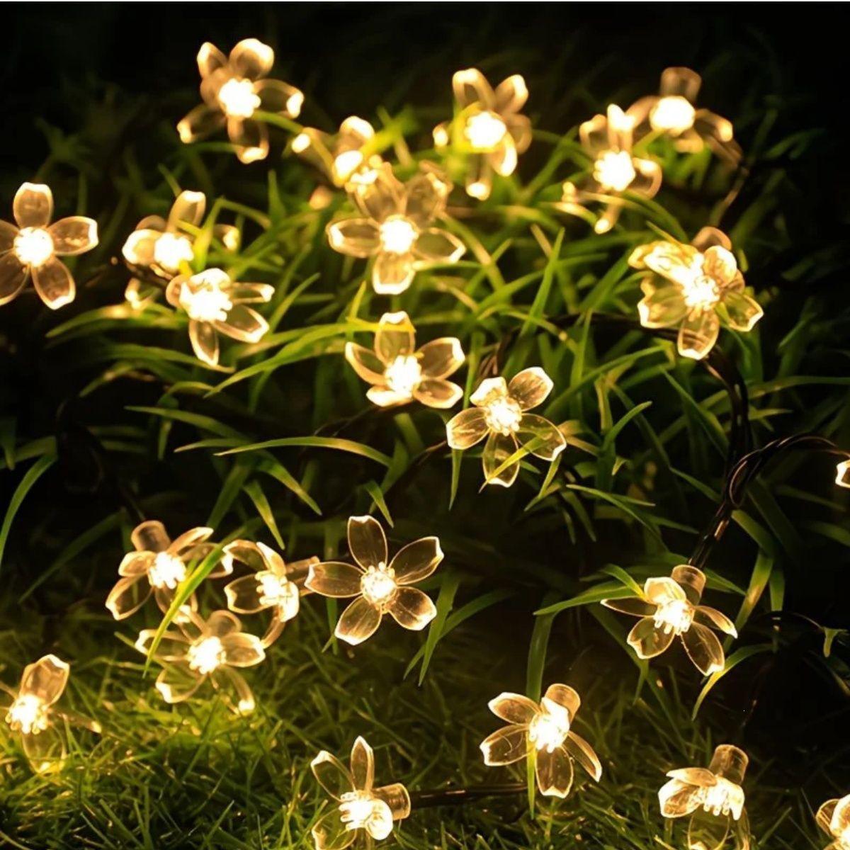 Outdoor Solar Sakura String Lights for Garden & Camping Atmosphere