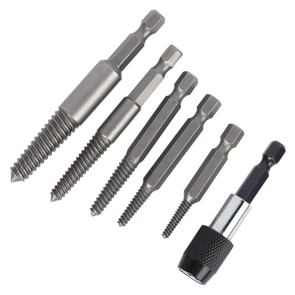 6 Pcs Drill Bit Bolt Extractor Kit With Adapter Stripped Screw Remover Mechanical Repair