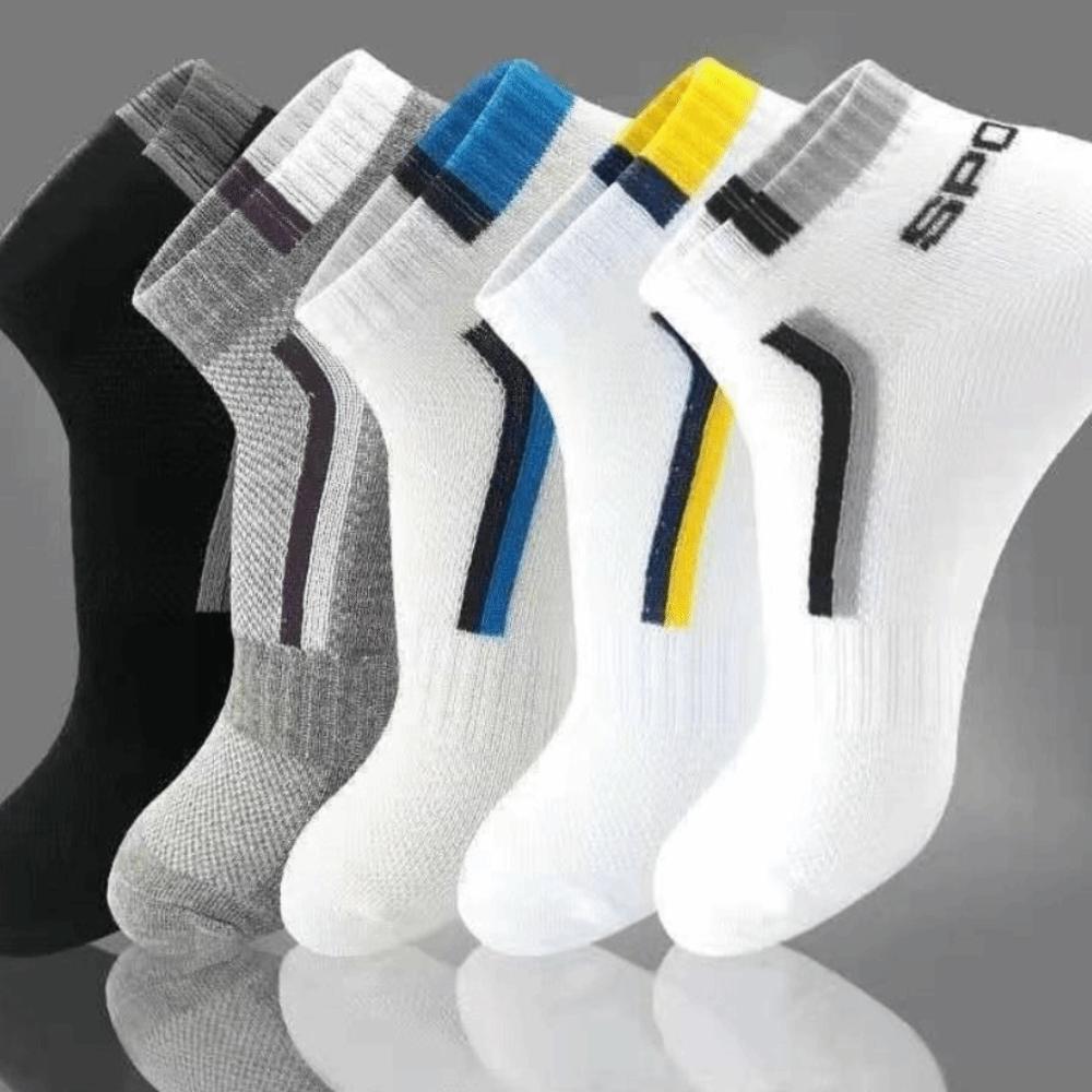 5 Paires Chaussettes Mi-mollet Homme Lettres Antidérapantes Sport Cheville Mode Chaussettes Tube Homme Femme