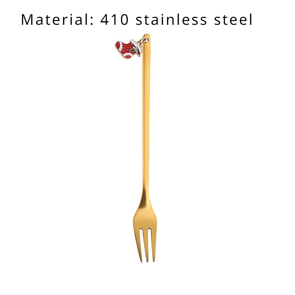 HANYANG Stainless Steel Christmas Dessert Spoon and Fork Gift Set Fruit Fork Father Christmas Coffee Spoon Hotel Household Tableware