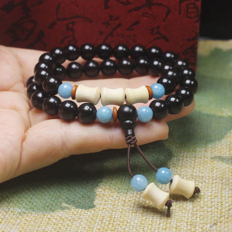 Черный Сандаловый Узел Бамбука Многослойный Браслет Литературный Подарок