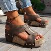 Neue Damen-Plateau-Keilabsatzschuhe mit Retro-Stil, Sommersandalen für Damen