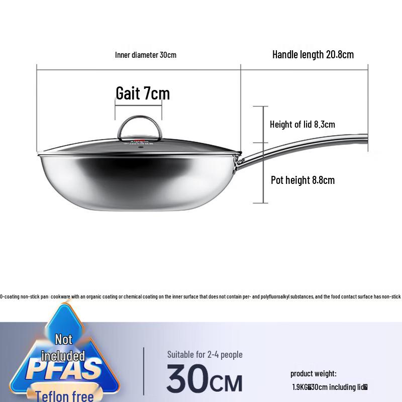 Sanhe 30cm Microporous Non-stick Stainless Steel Wok