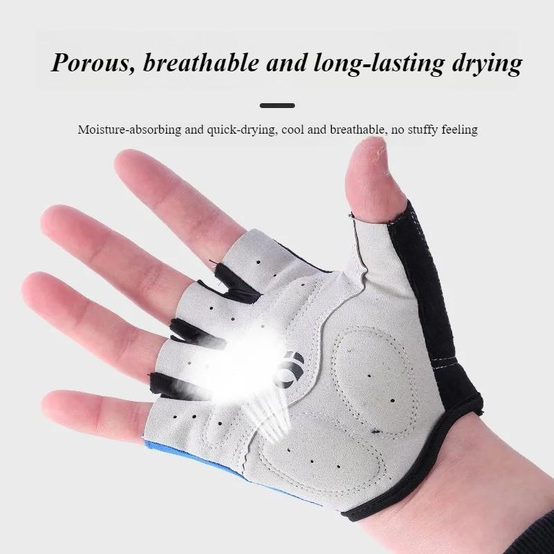 Cycling Gloves Half Finger - Non-Slip Silicone Palm Pad, Breathable Shock-Absorbing for Mountain Biking & Gym,Summer Bike Gloves