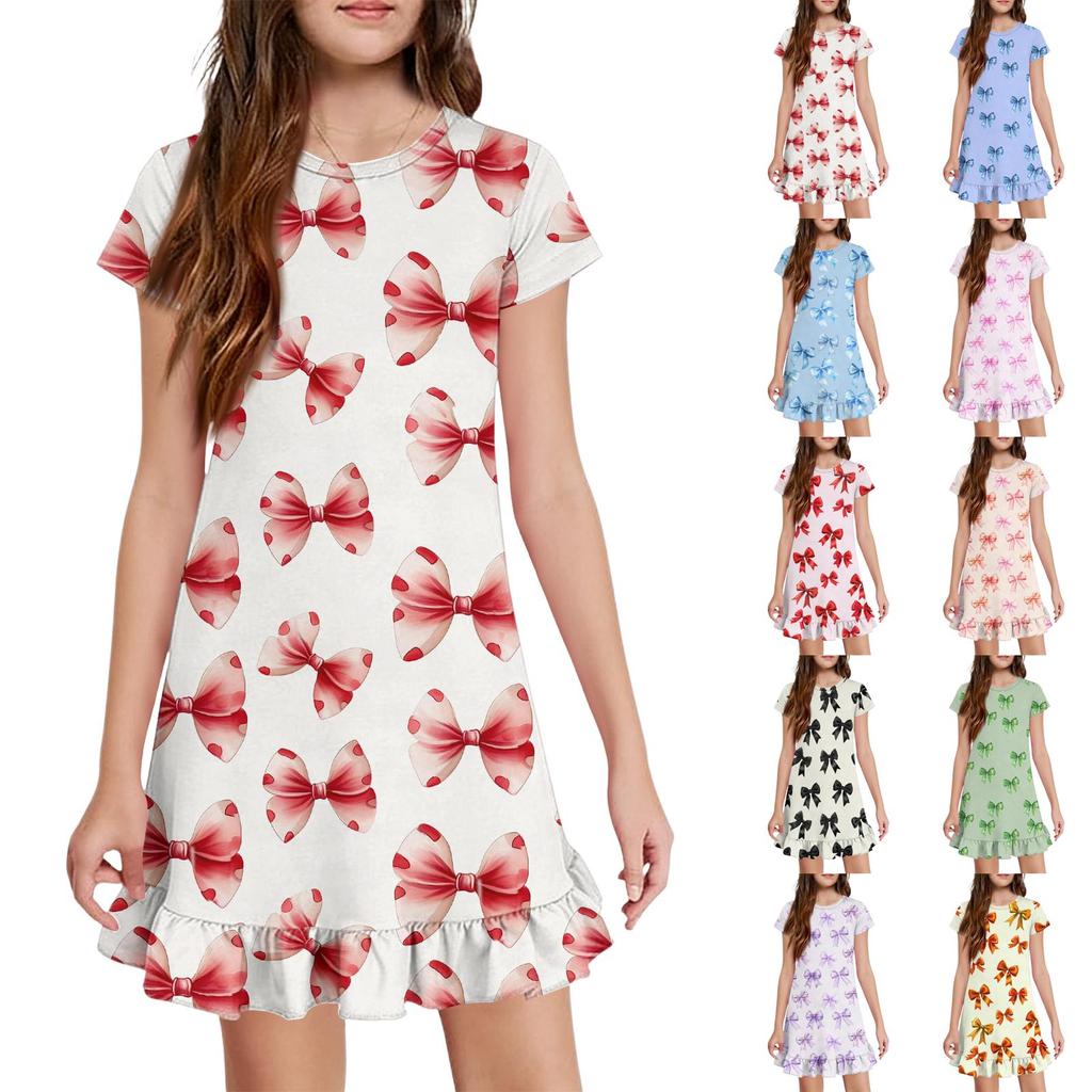 Vestido de Bolsillo para Niña - Ropa de Casa de Manga Corta