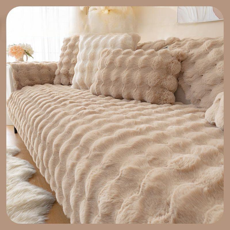 Warm Thickened Plush Sofa Cushion Winter Non-Slip Fleece Padded Cushion Cover Cover Cloth Towel