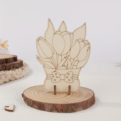 Unfertige Holzblumen-Bastelarbeiten - Vintage Florale DIY-Bastelsets für Hochzeiten, Festival-Dekoration - Künstliche Holz-Tischdekorationen
