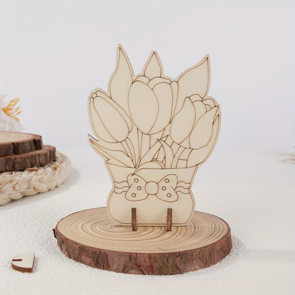 10pcs Unfinished Wooden Flower Crafts - Vintage Floral DIY Craft Kits for  Festival Decor - Artificial Wood Tabletop Decorations