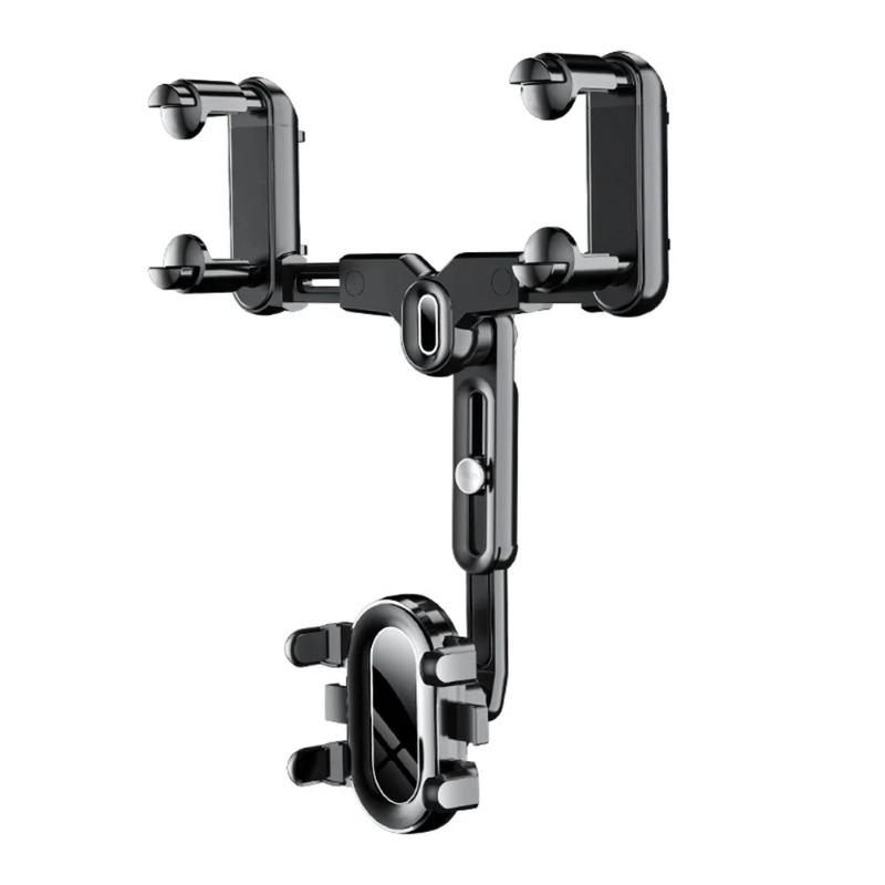 Universal Car Rearview Mirror Phone Holder - Foldable GPS Stand, Mobile Support