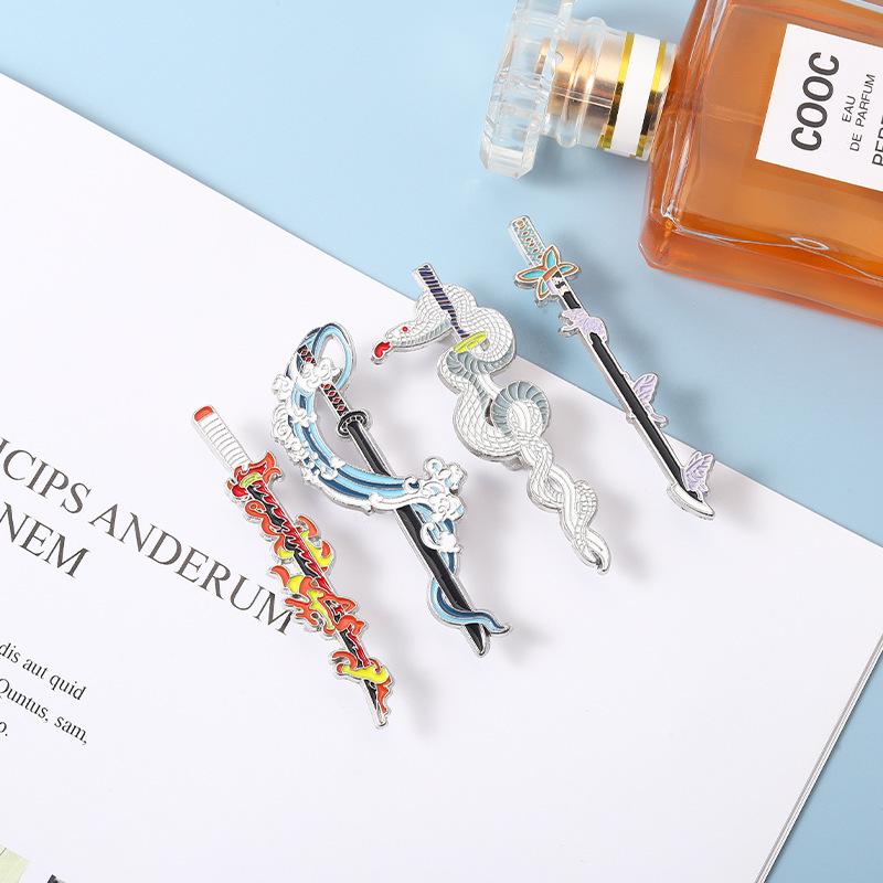 Demon Slayer Sword Pins Kimetsu No Yaiba Metal Katana Anime Accessories Badge Shinobu Brooches Tanjirou Enamel Backpack Pin Gift