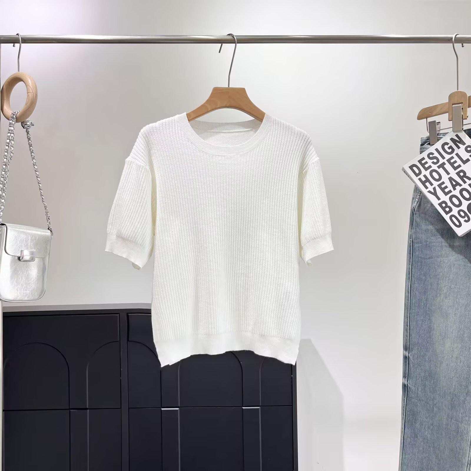 

BM&MD&ZA Женский вязаный топ с круглым вырезом на весну/лето Extra Small белый