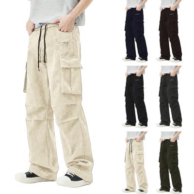 Men's Overalls Drawstring  Multi Pocket Casual Pants Hiking Pants Cotton Twill Pants