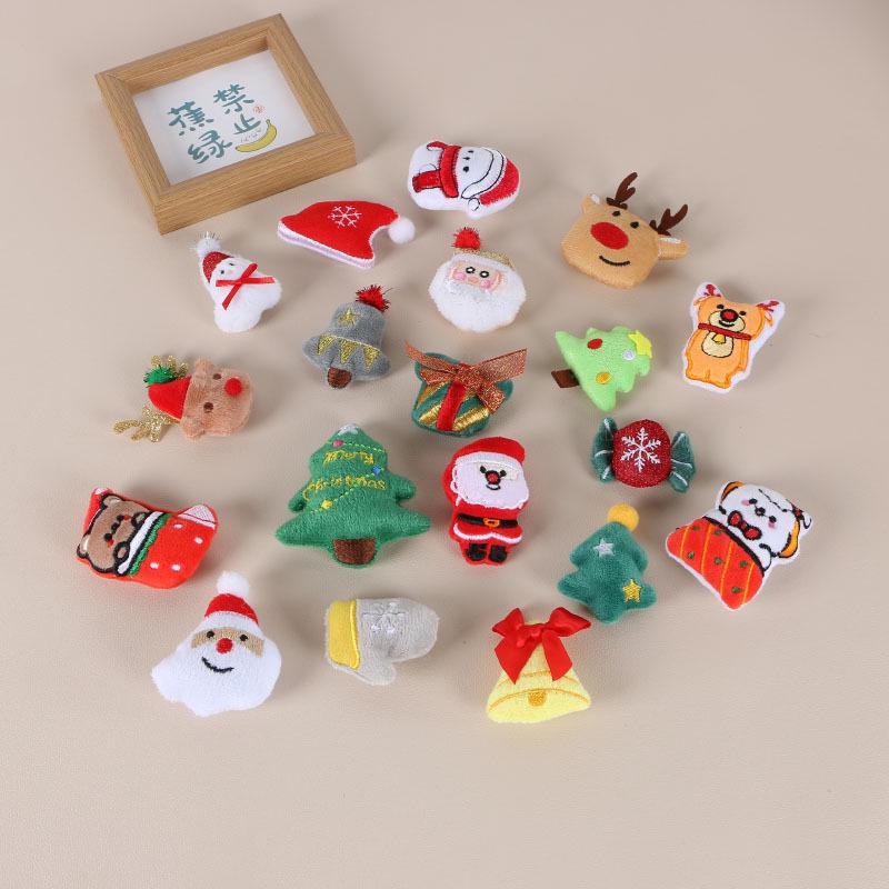 

DIY Christmas Accessories: Cartoon Cotton-Filled Dolls, Plush Brooches, Keychains, Pendants, and Embellishments. Doll Back Open for Additional Work