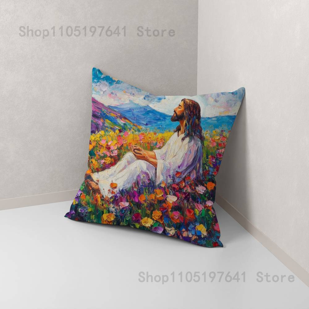 Jesus Pillow Case For Sofa Decor Car Office Room Printing Cushion Cover Decorations and Protector