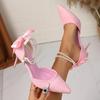 Mode 2025 Sommer Neue Stiletto-Sandalen Damen Nische Knöchel Perlen Sanftes Temperament Baotou High Heels