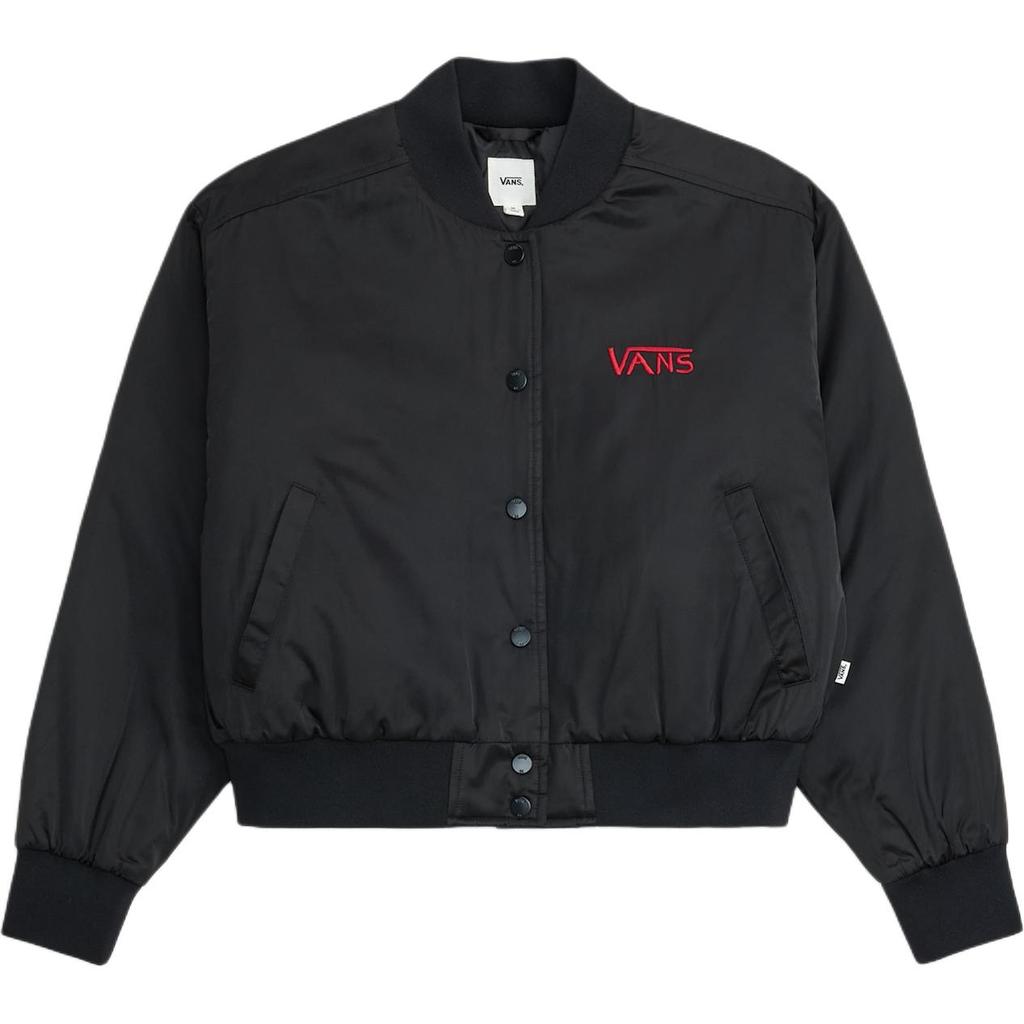 Vans Letter Logo Baseball Collar Long Sleeve Jacket Women jackets VN000TRZBLK1