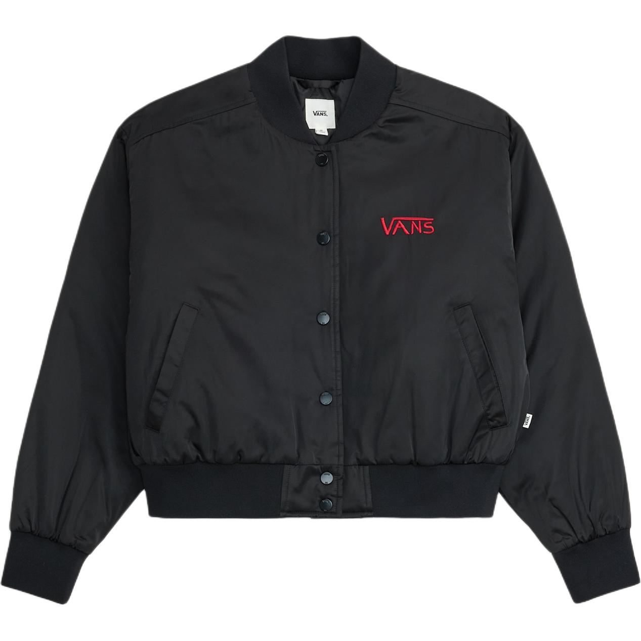 

Vans Letter Logo Baseball Collar Long Sleeve Jacket Women jackets VN000TRZBLK1 XL