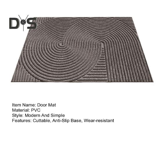 Door Mat Removes Dirt Recycled Anti-Slip Base Cuttable Geometric Pattern Indoor/Outdoor Use Entrance Rug for Kitchen Garage
