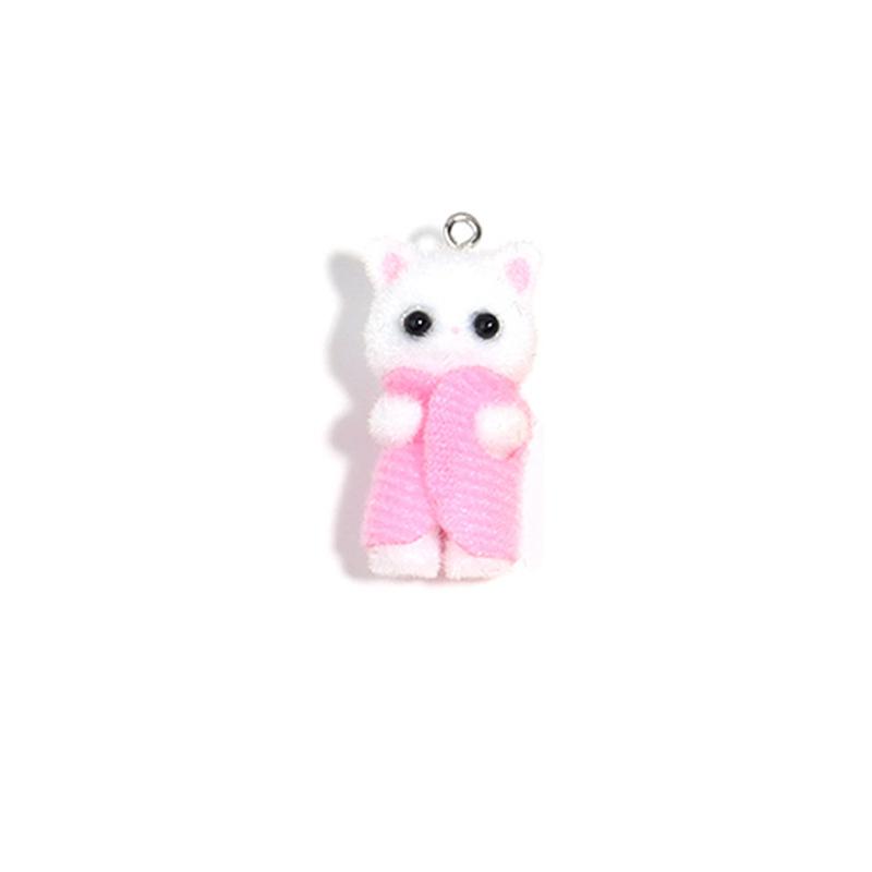 

Kawaii 3D Flocking Cat Charm Cute Cartoon Cat Ornament Earring Keychain Cuestionary Diy Crafts Jewelry Make