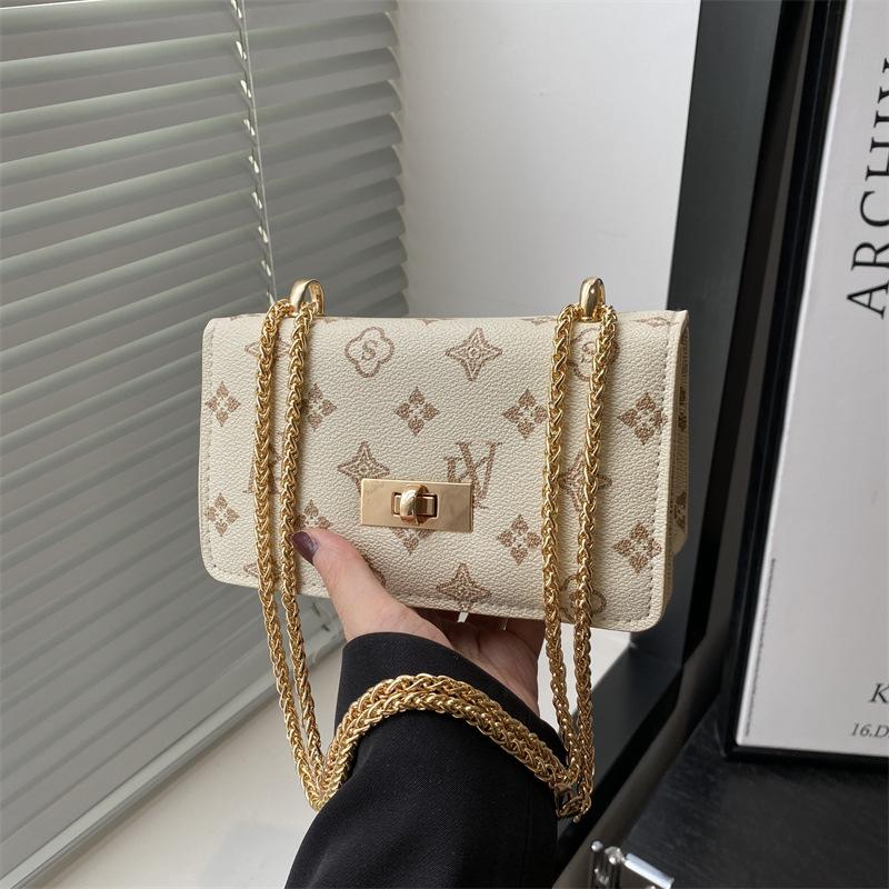 Fashion retro trend printing summer new popular chain shoulder messenger bag small square bag women's bag